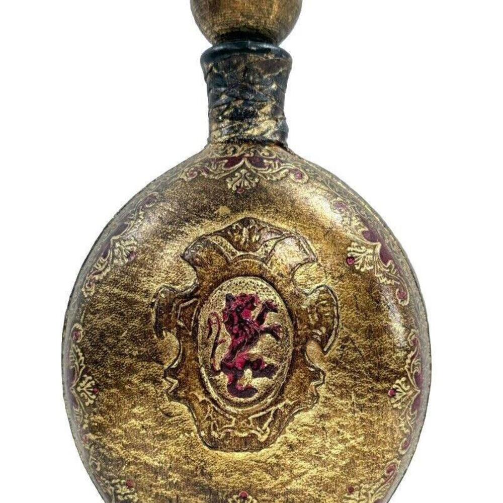 ❤️SOLD❤️Vintage Leather Wrapped Wine/Liquor Decanter Bottle Made in Italy Empty